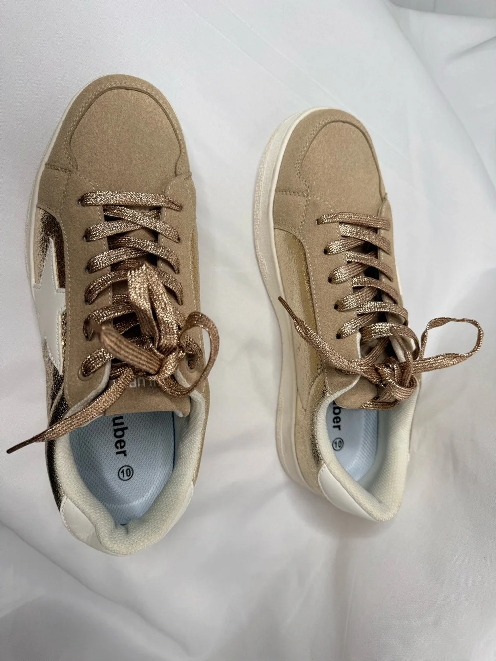 Niluber Gold Star Sneakers - Size 10 (No Tags)